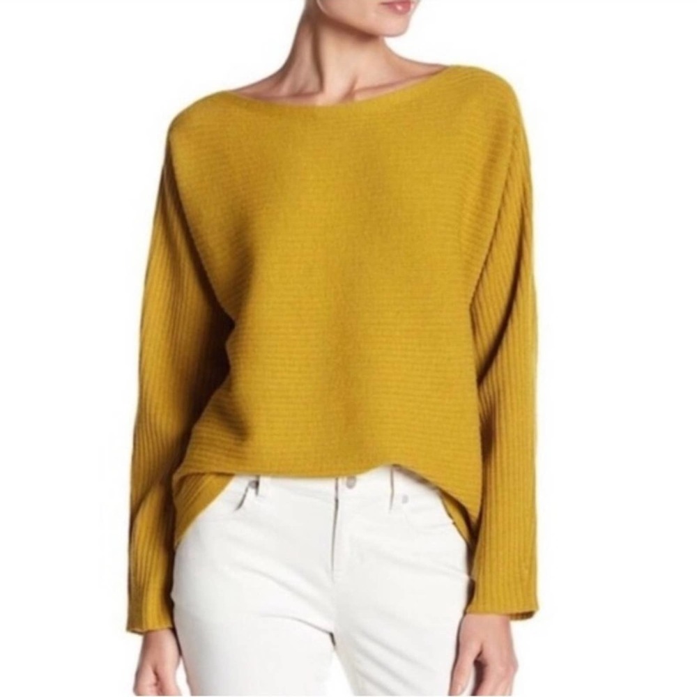 Eileen Fisher Mustard Wool Ribbed Sweater